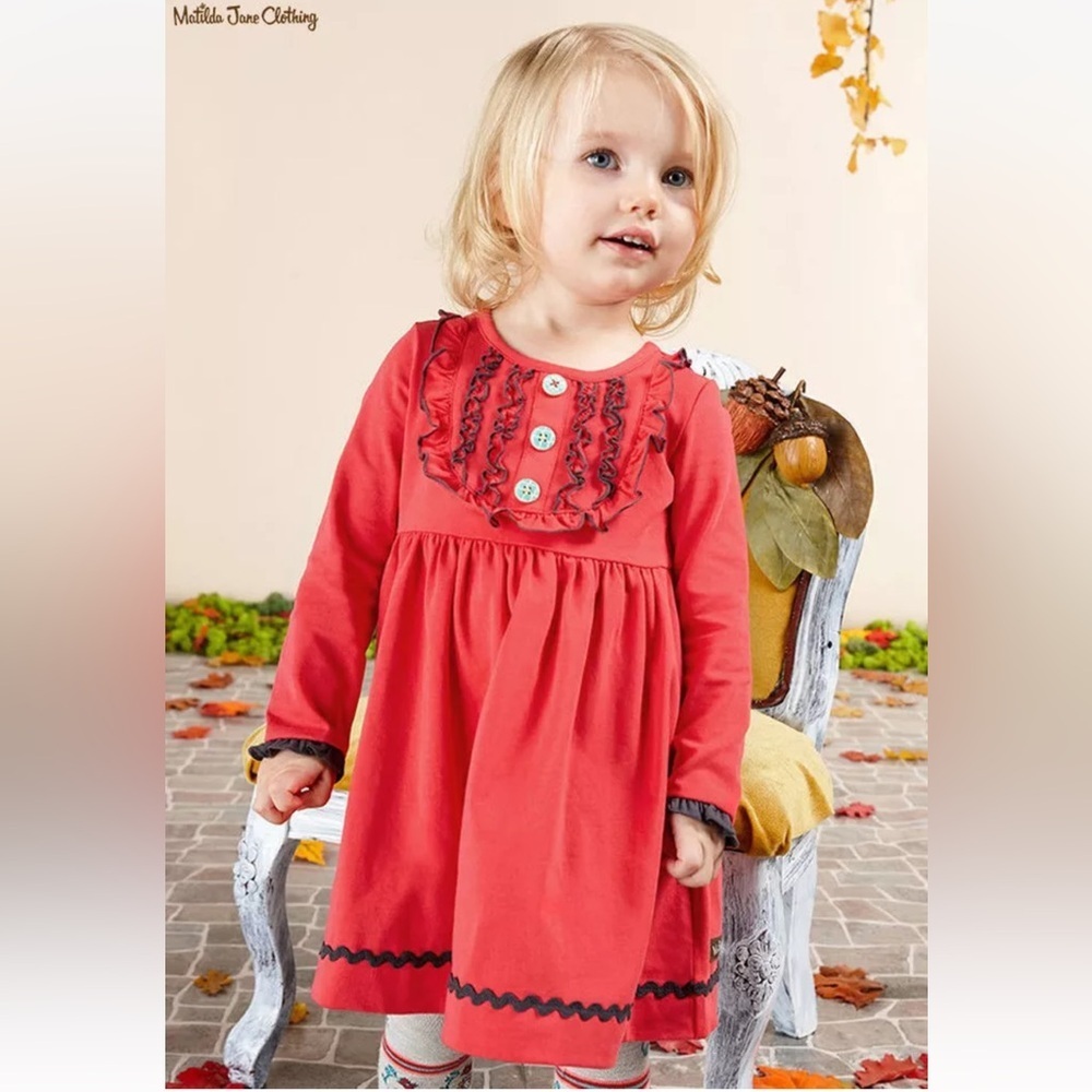 Matilda Jane red dress with antique buttons size 3 - 6 months.